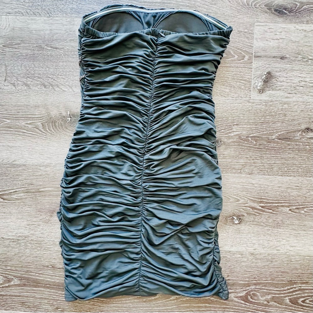 Gray Strapless Ruched Cocktail Dress - Picture 2 of 2
